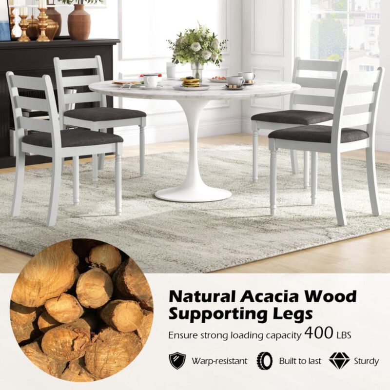 Hivvago Set of 2 Rubber Wood Dining Chairs with Upholstered Seat