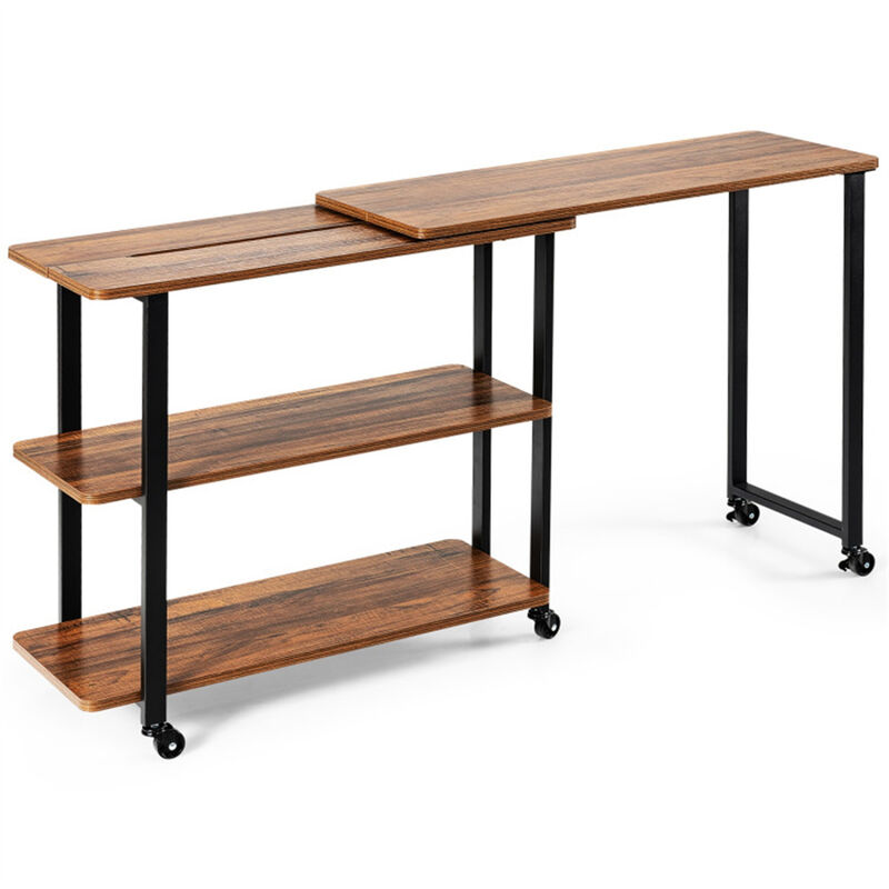 Mobile Office Desk & Sofa Side Table, Rolling Laptop Stand for Small Spaces
