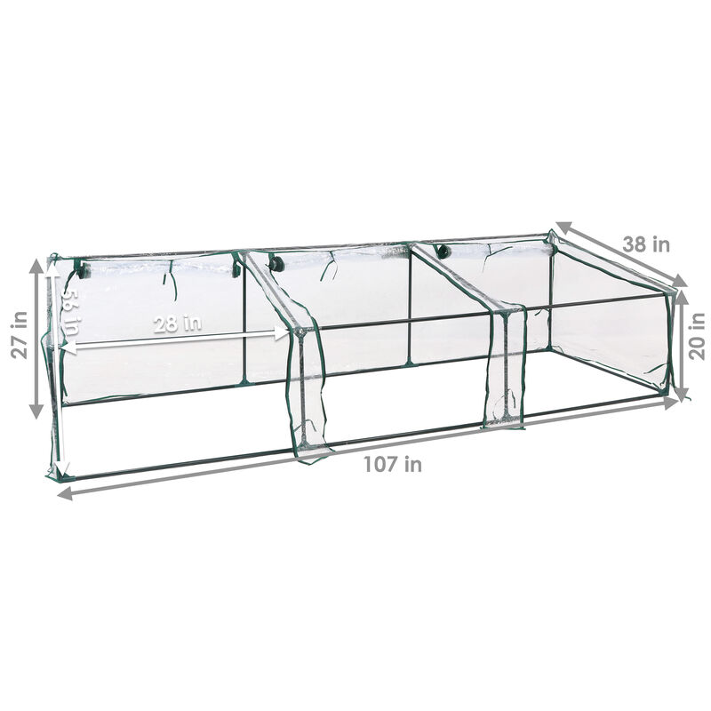 Sunnydaze Iron PVC Cover Mini Slant Cloche Greenhouse with Zipper - Clear