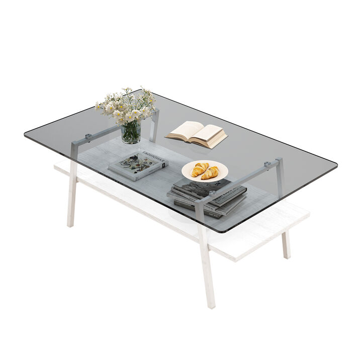 Modern Gray Glass Coffee Table