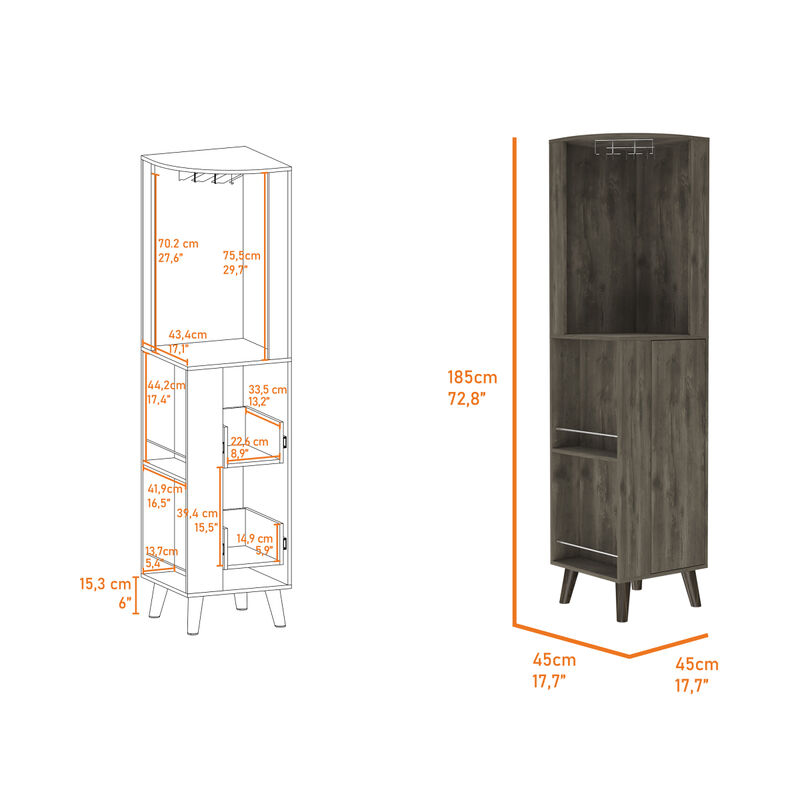 Durham 1-Drawer 2-Shelf Corner Bar Cabinet Dark Brown