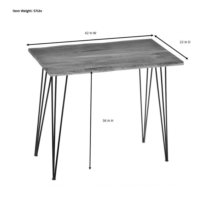 Carolina Living Seti Live Edge Bar Table - Natural Top - Black Base
