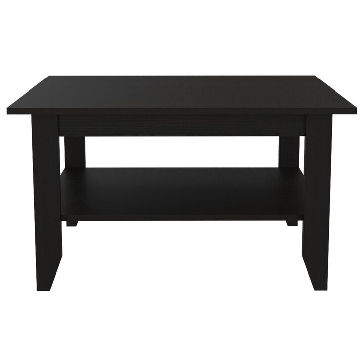 Essential Coffee Table, One Shelf, Four Legs - Black
