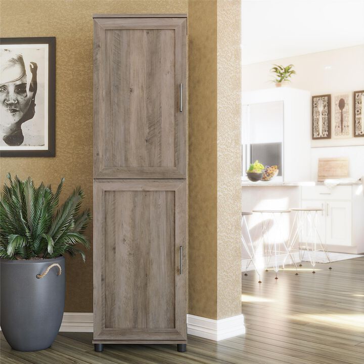 Dwyer 2 Door Kitchen Pantry Cabinet, Gray Oak