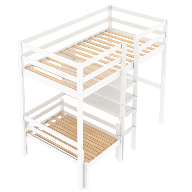 Merax  Convertible Loft Bed with L-Shape Desk
