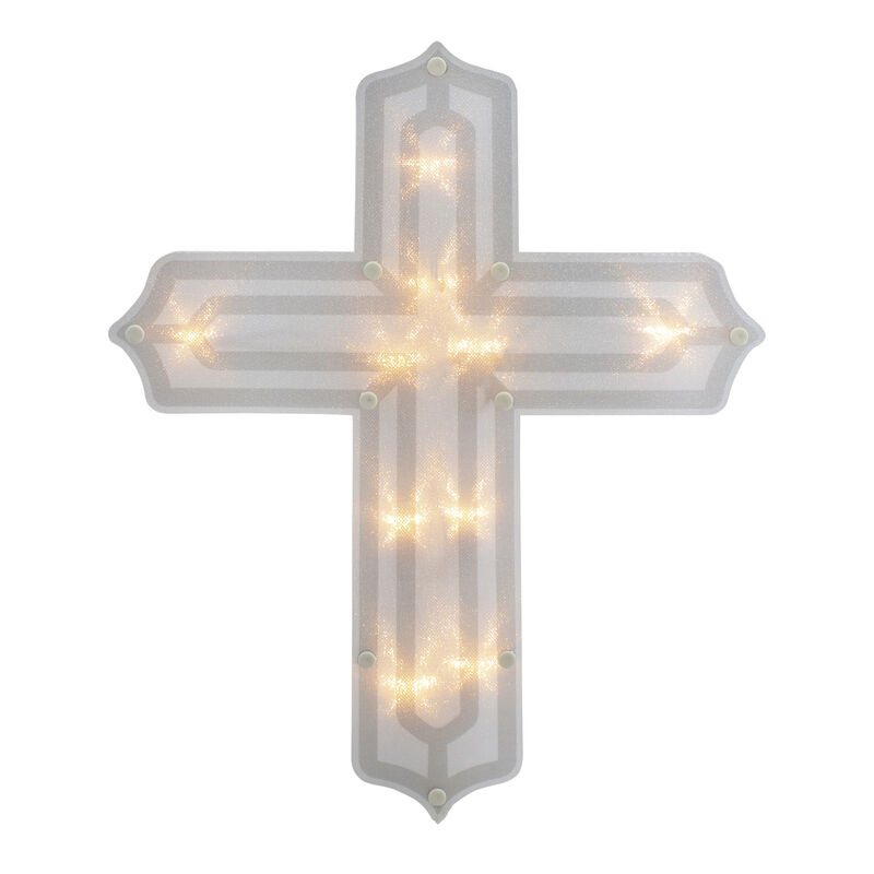 14" Lighted Religious Cross Easter Window Silhouette Decoration