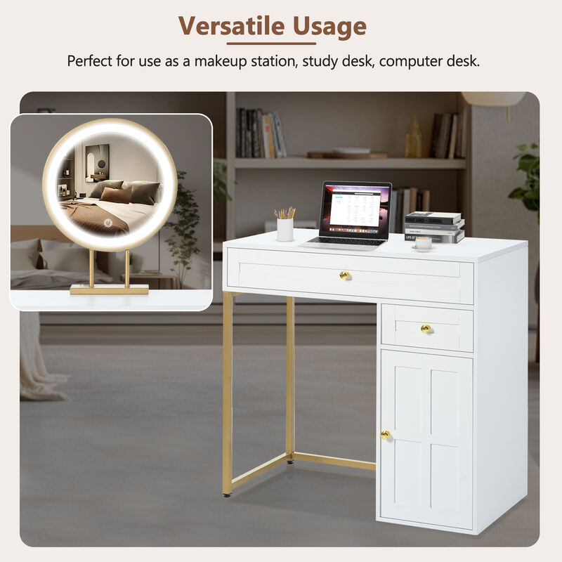 Merax Luxury Makeup Vanity Desk with Lighted Mirror