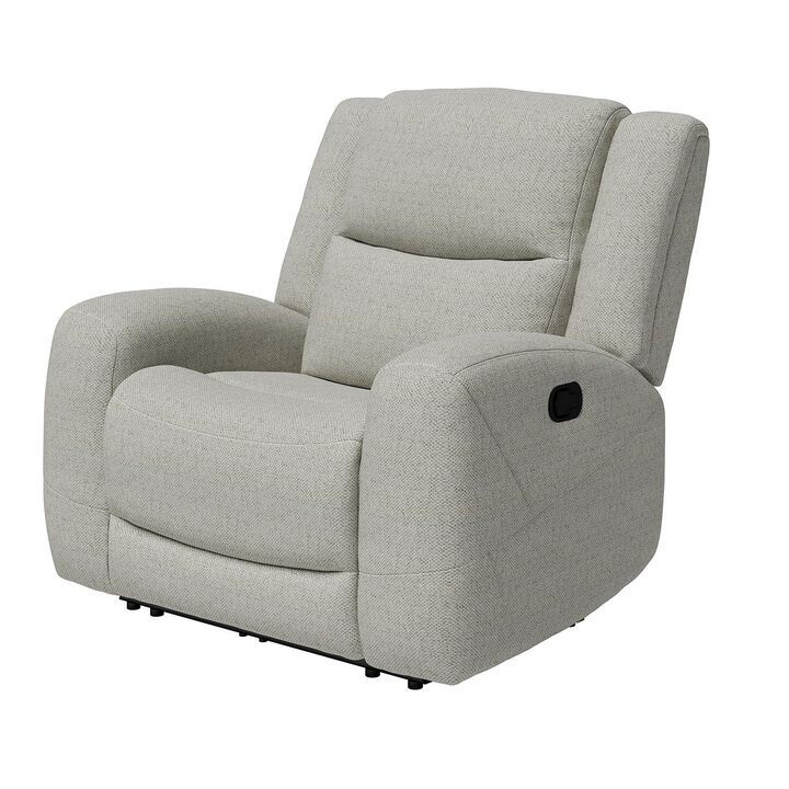 Gira Manual Recliner Chair with Contour Armrest, Wood Frame, Beige Fabric