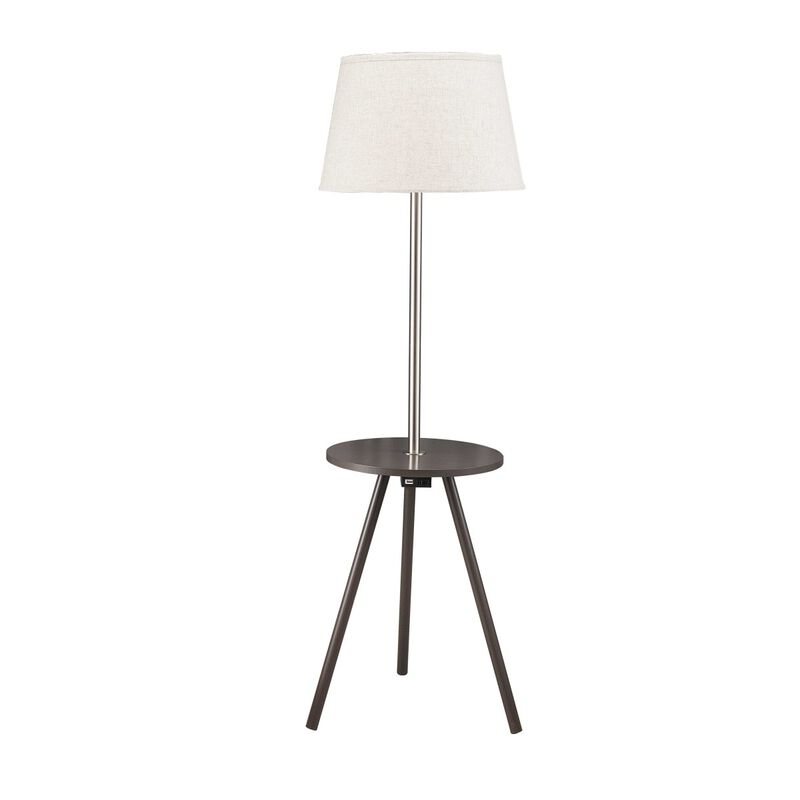 57" Round Sofa Side Table with Lamp And Power Station (1.56/9.9)