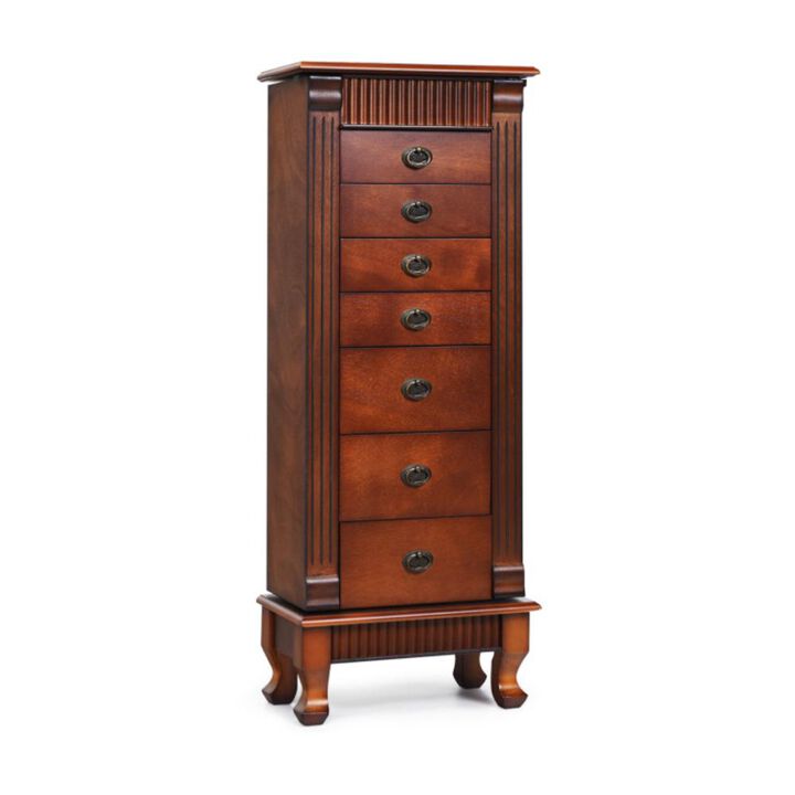 Hivvago Wooden Jewelry Armoire Cabinet Storage Chest with Drawers and Swing Doors