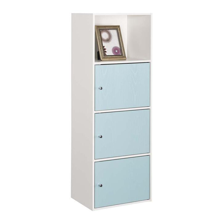 Convenience Concepts Xtra Storage 3 Door Cabinet with Shelf, White/Seafoam