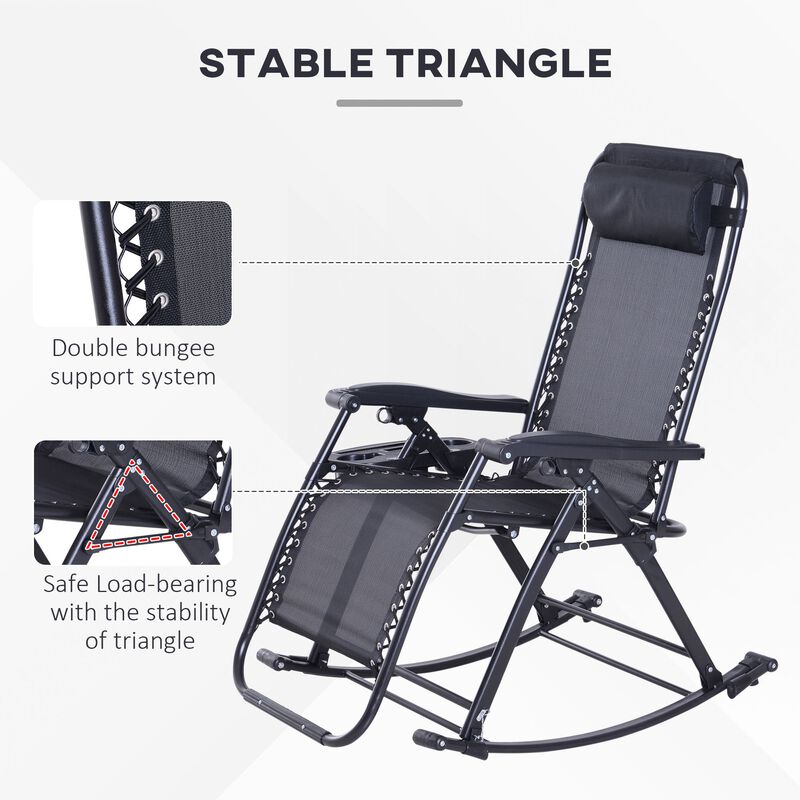 Outdoor Comfort Plus: Zero Gravity Rocking Chair with Headrest & Tray