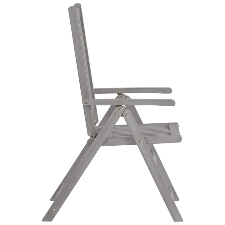 vidaXL Patio Reclining Chairs 8 pcs Gray Solid Acacia Wood