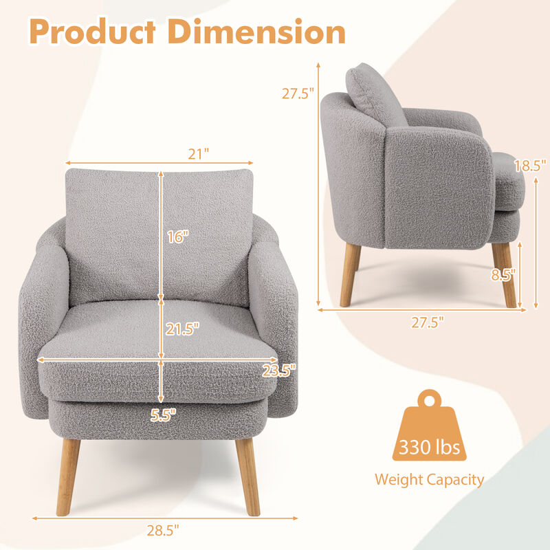 Sherpa Accent Chair with Seat Cushion for Modern and Comfortable Living Room Seating