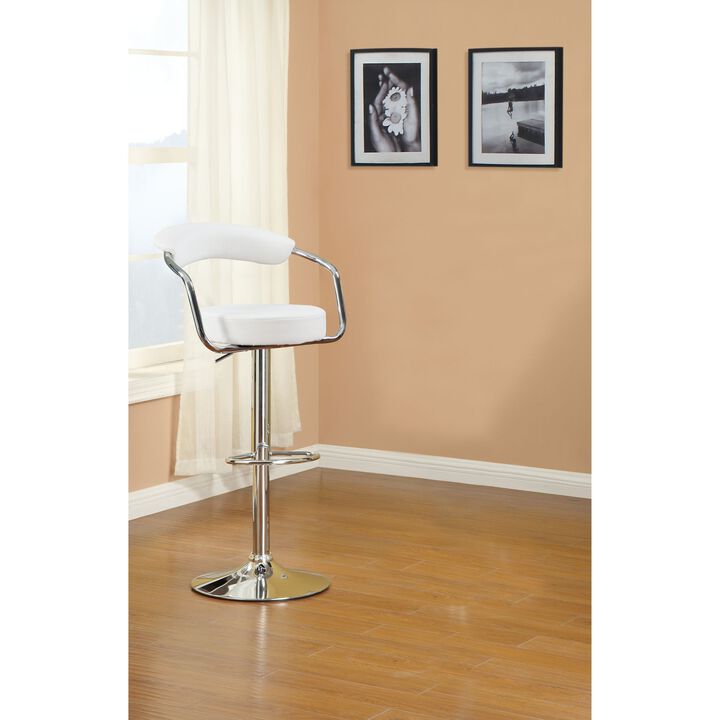 Set of 2 Faux Leather Bar Stools with Chrome Base, White
