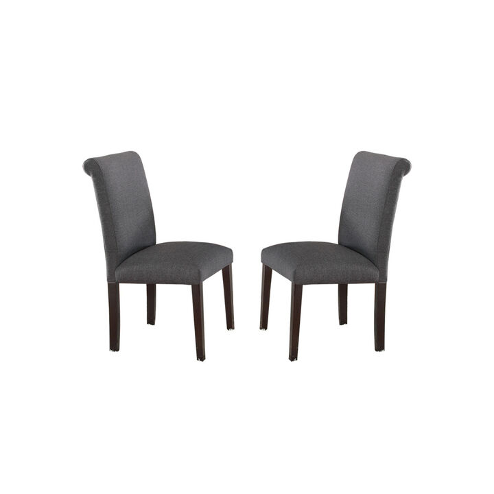 Blue Grey Fabric Dining Chairs, Set Of 2