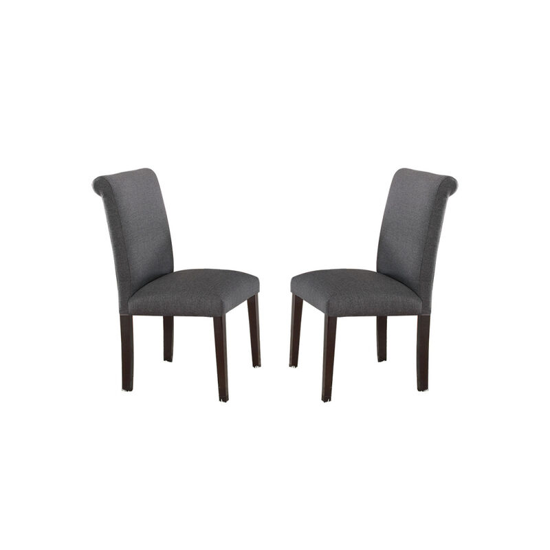 Blue Grey Fabric Dining Chairs, Set Of 2