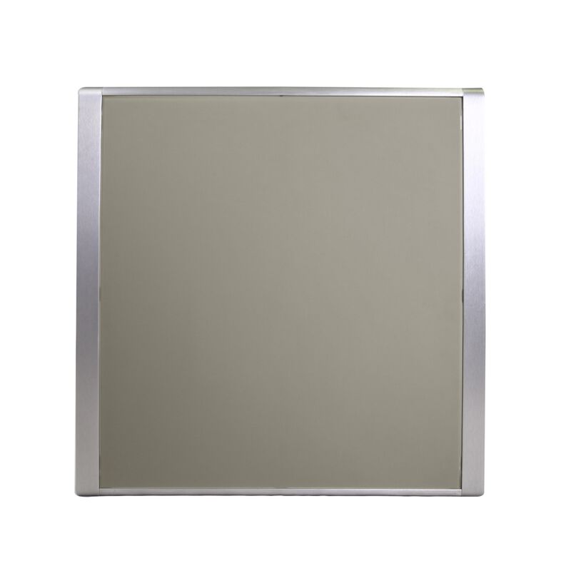 Kimi Outdoor Dining Table, Dark Gray Glass Top, Metal Frame, Square 35 Inch - Benzara