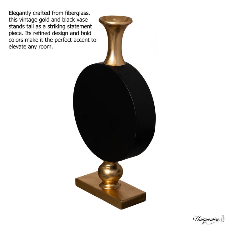 38 Inch Gold and Black Floor Vase