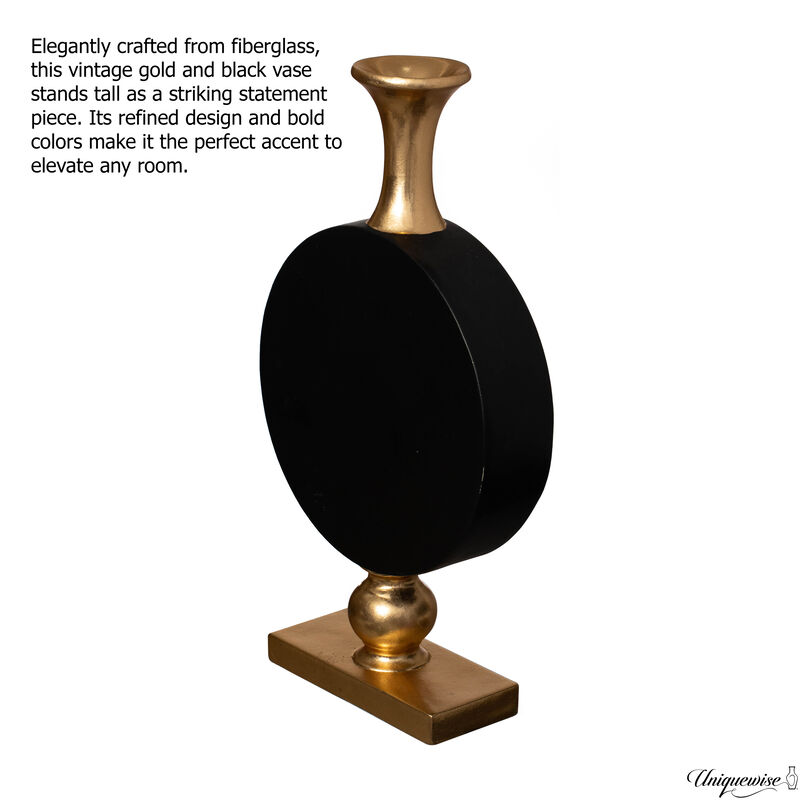38 Inch Gold and Black Floor Vase