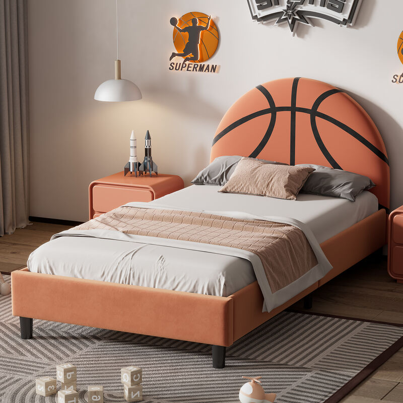 Merax Platform Bed with Rainbow Headboard Princess Kids Bed