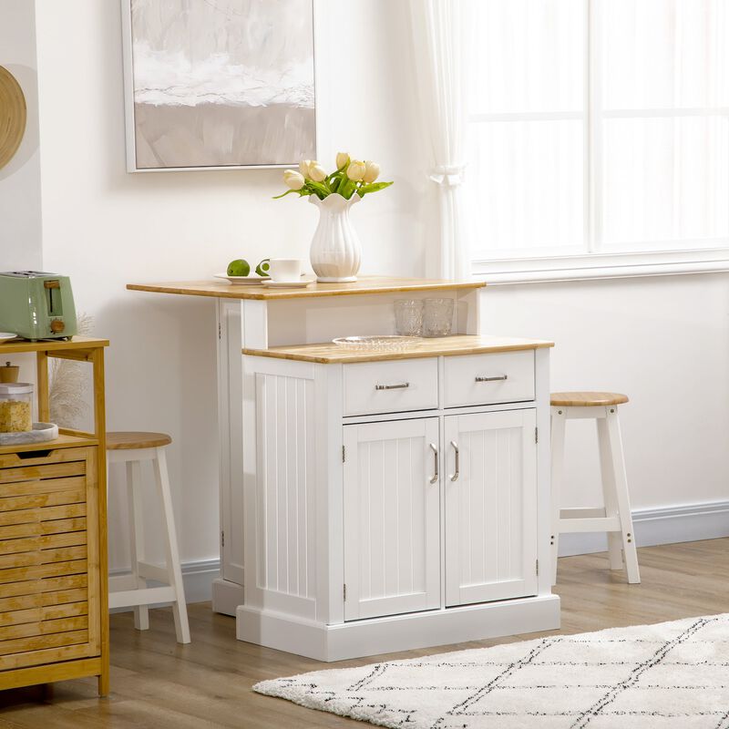 White Kitchen Sideboard: Buffet Cabinet with Wood Countertop