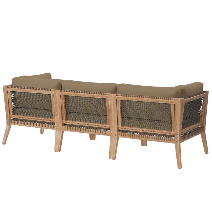 Modway - Clearwater Outdoor Patio Teak Wood Sofa
