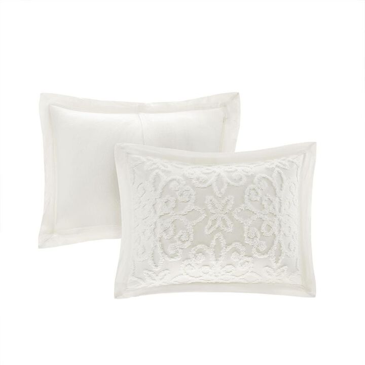 Belen Kox Floral Medallion Tufted White Bedspread Set, Belen Kox