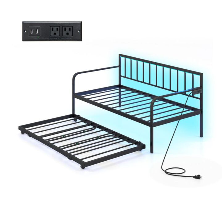 Hivvago Twin Daybed with Charging Station and LED Lights