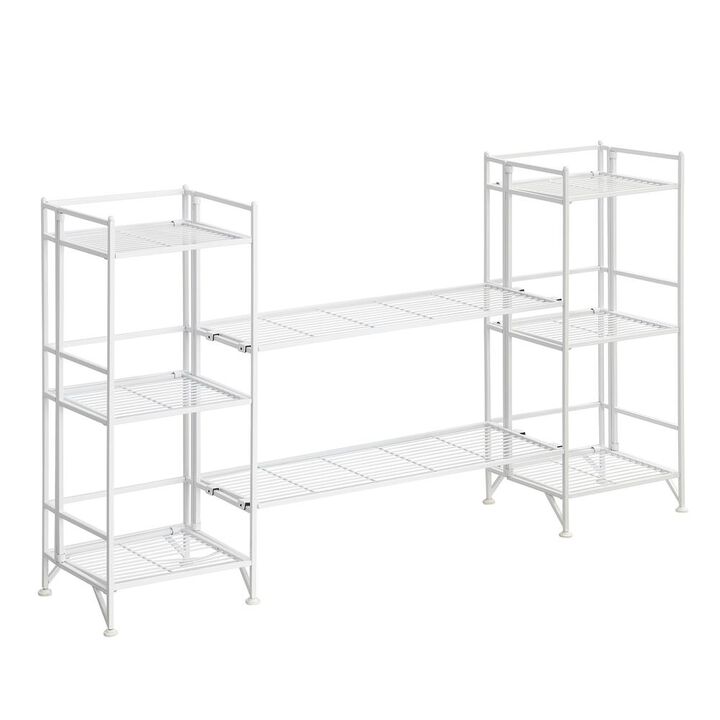 Convenience Concepts Xtra Storage 3 Tier Folding Metal Shelves with Set of 2 Deluxe Extension Shelves