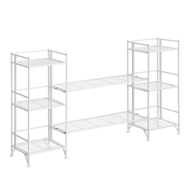 Convenience Concepts Xtra Storage 3 Tier Folding Metal Shelves with Set of 2 Deluxe Extension Shelves