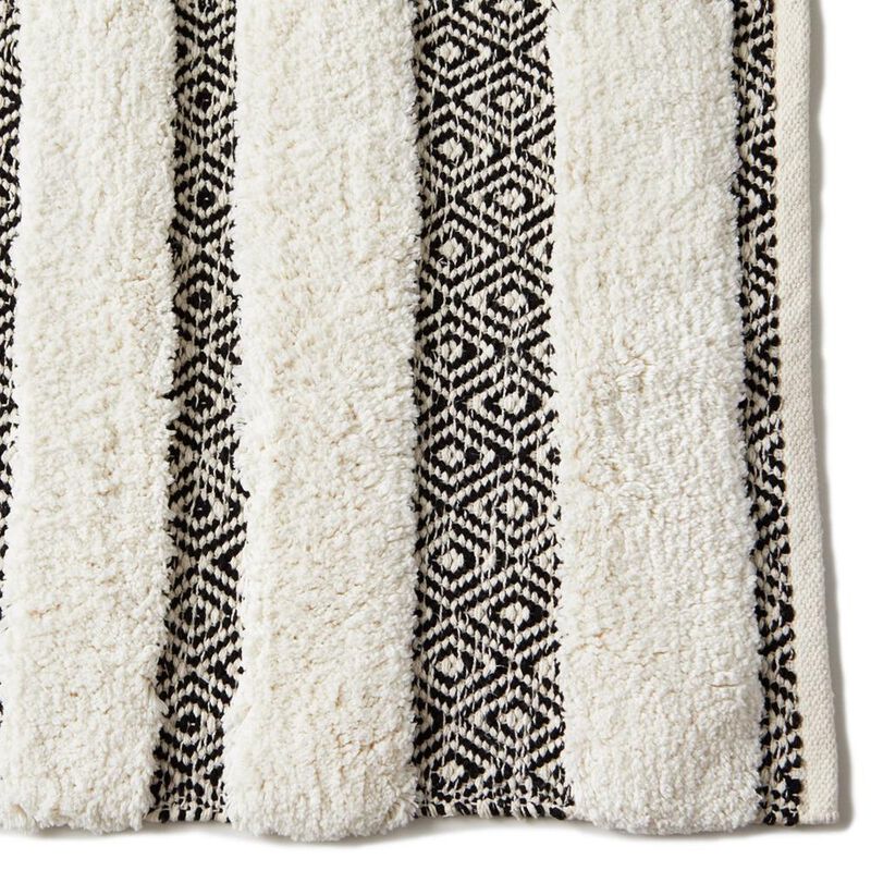 Saturday Knight Ltd Geo 2-Tone Design Woven Diamond Pattern Stripe Bath Rug - 20x30", Black