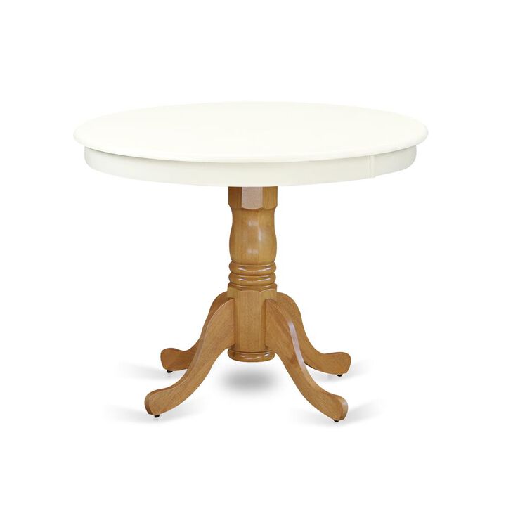 East West Furniture Dining Table Linen White & Oak, ANT-LOK-TP
