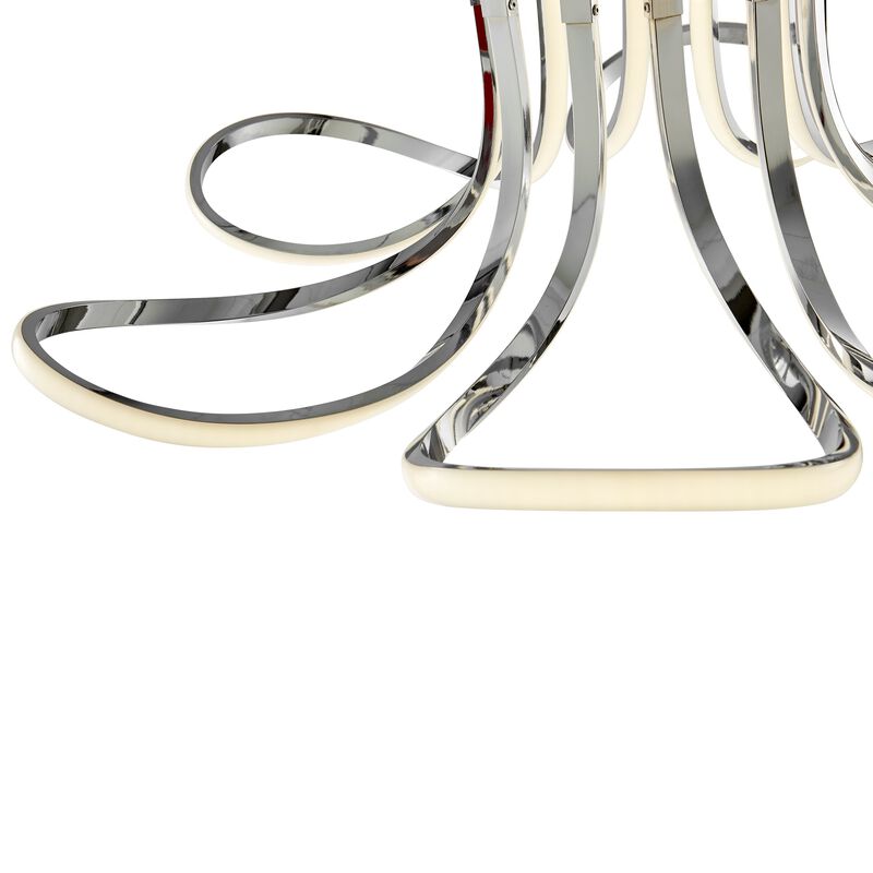 6 Petal Flower Dimmable Integrated LED Chrome Flush Chandelier