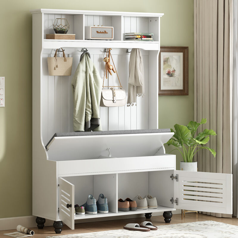 Merax 47.2'' Wide Hall Tree with Storage Bench