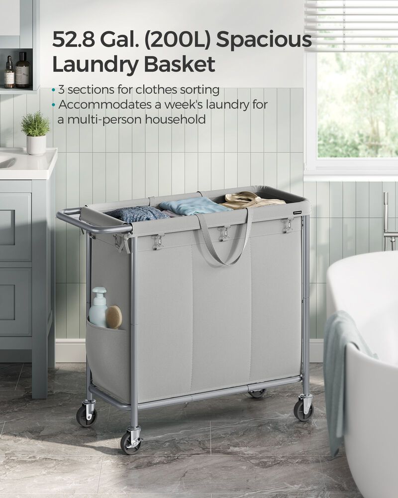 Laundry Basket with Wheels, Rolling Laundry Hamper