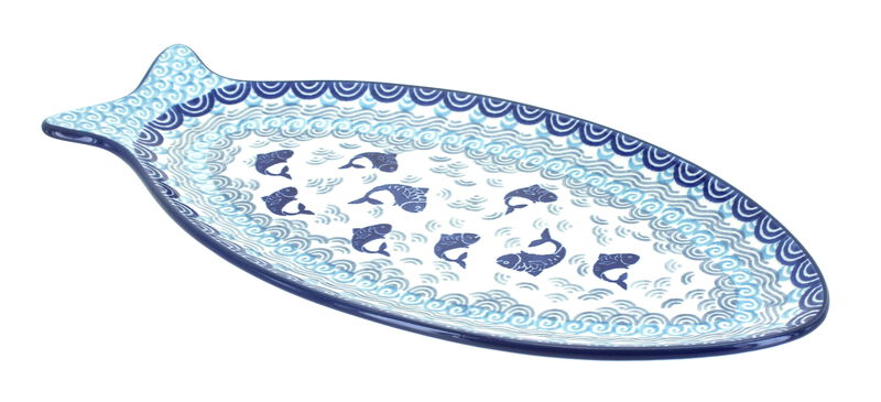 Blue Rose Polish Pottery Summer Fun Medium Fish Platter
