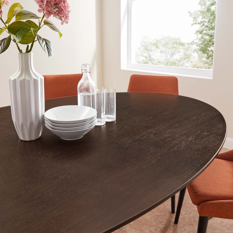 Modway - Lippa 78" Oval Wood Grain Dining Table Black Natural