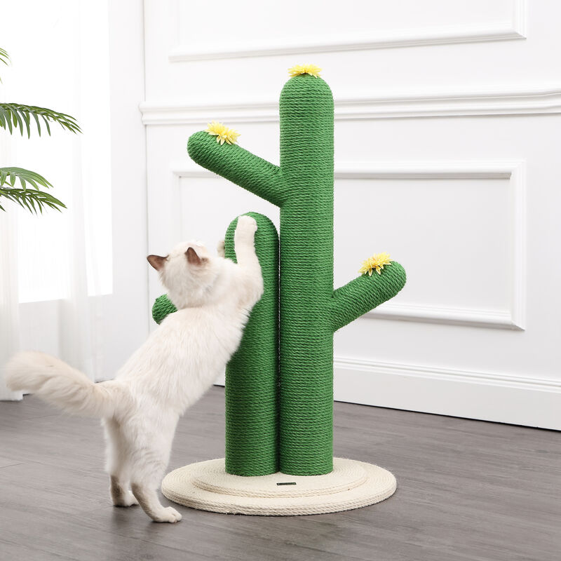 Socorro Modern Jute Double-Cactus Cat Scratching Post with Flower Toys
