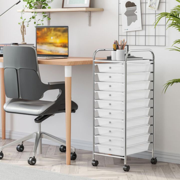 Hivvago 10 Drawer Rolling Storage Cart Organizer with 4 Universal Casters