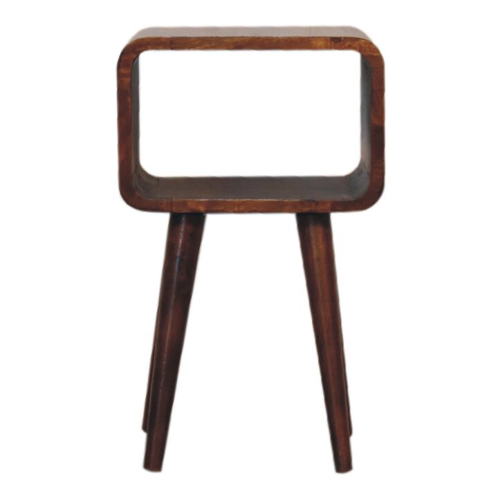 Mini Chestnut Curved Solid Wood  Open NightStand