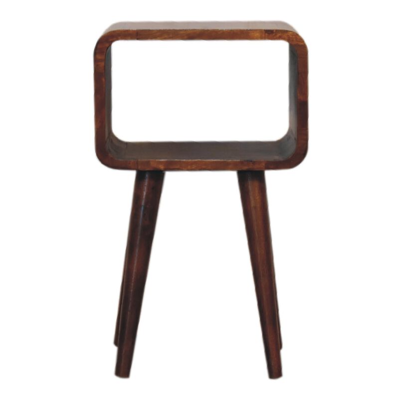 Mini Chestnut Curved Solid Wood  Open NightStand