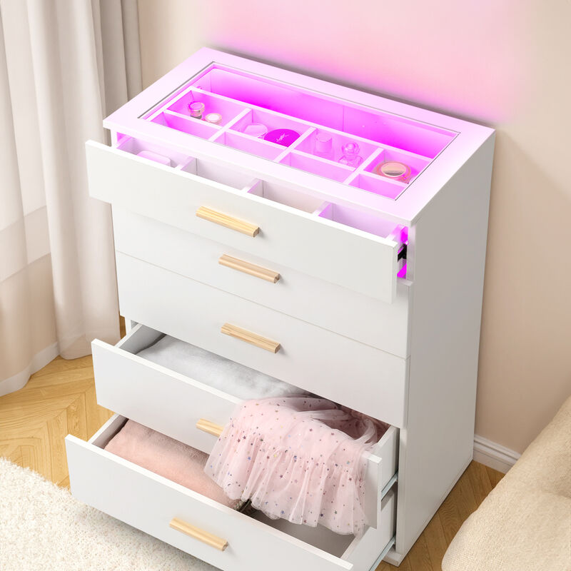 5-Drawer Cabinet with RGB Lights Stylish Storage with LED Lighting for Home or Office