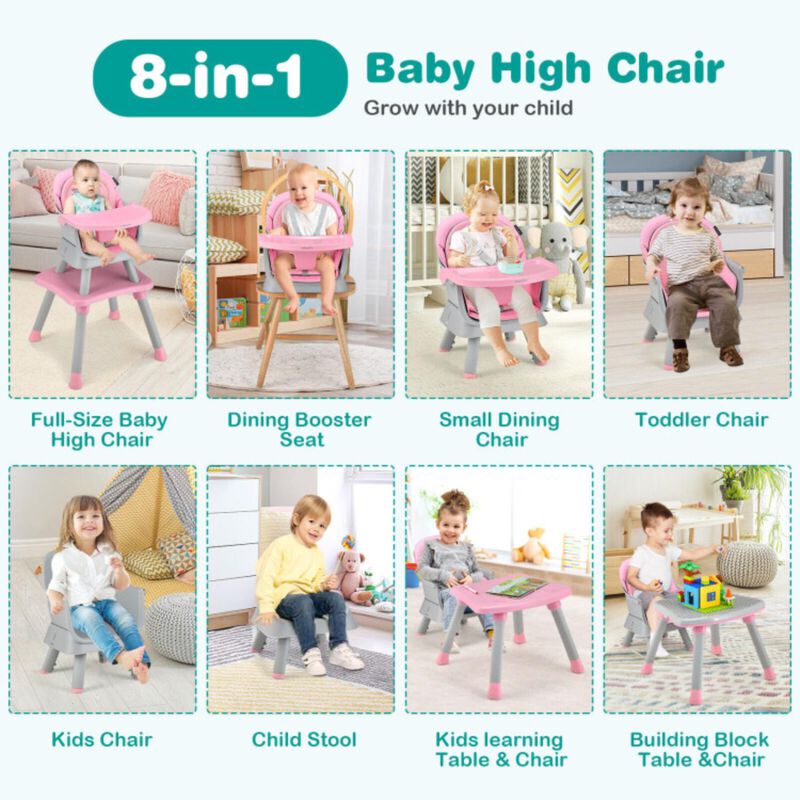 Hivvago 6-in-1 Convertible Baby High Chair with Adjustable Removable Tray