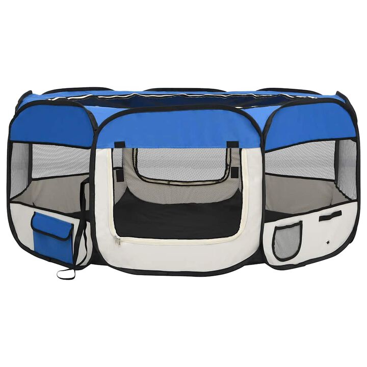 Foldable Dog Playpen with Carrying Bag Black 57.1"x57.1"x24"