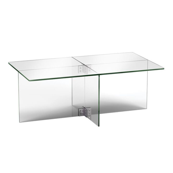 Hudson&Canal Gehry 24'' Wide Rectangular Coffee Table in Clear Glass