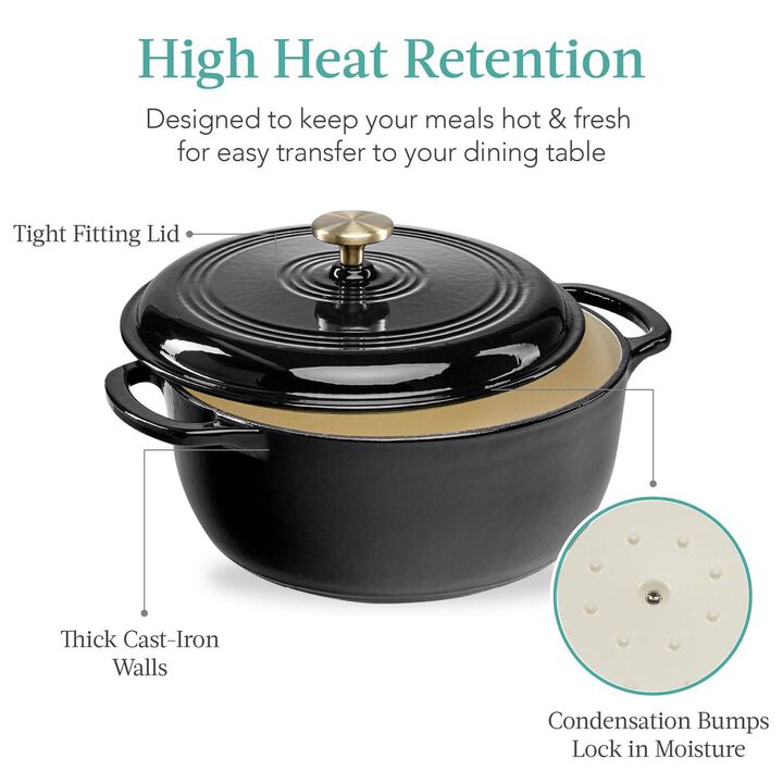 Enamel Cast Iron Dutch Oven for Kitchen Cooking and Baking