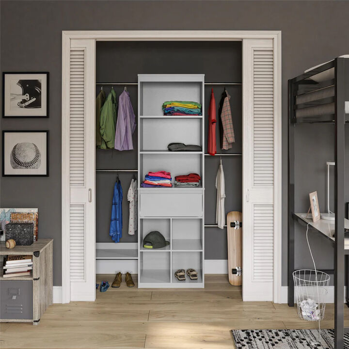 Grow With Me Adjustable Kids Closet Organizer System with Adjustable Poles