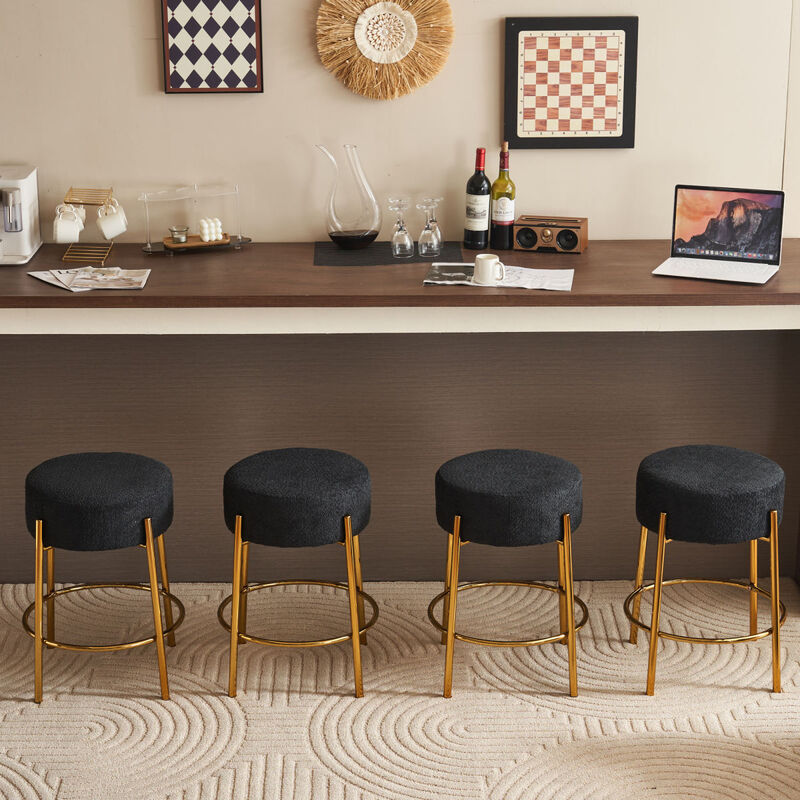 24" Contemporary Upholstered Bar Stools, Set of 2