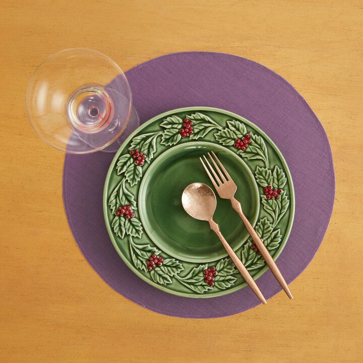 Solino Home 100% Pure Linen Vesta Round Placemats Set of 4, 15 Inch Diameter for Spring & Easter